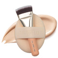 THE TOOL LAB Aqua Fitting Duo, Makeup Set with Flat Foundation Brush and Liquid Foundation Puff, Portable Case with 1.1" Flat Brush, Korean Makeup