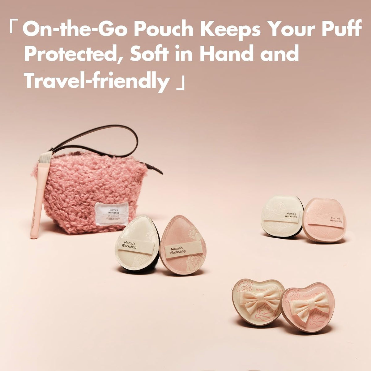Momo's Workshop Rose Series Makeup Sponge & Brush Set, 13-Piece Beauty Puffs Kit with Beauty Pouch, High-Density Rubycell & Velour Puffs for Foundation, Concealer, Powder