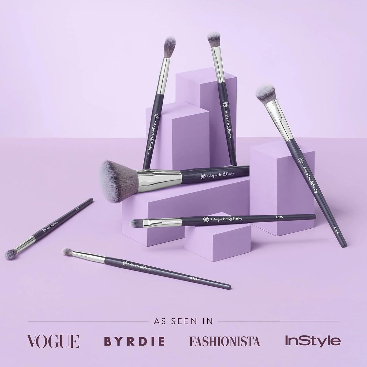 BK BEAUTY Angie Hot & Flashy Makeup Brush Set, 7 Face & Eye Brushes
