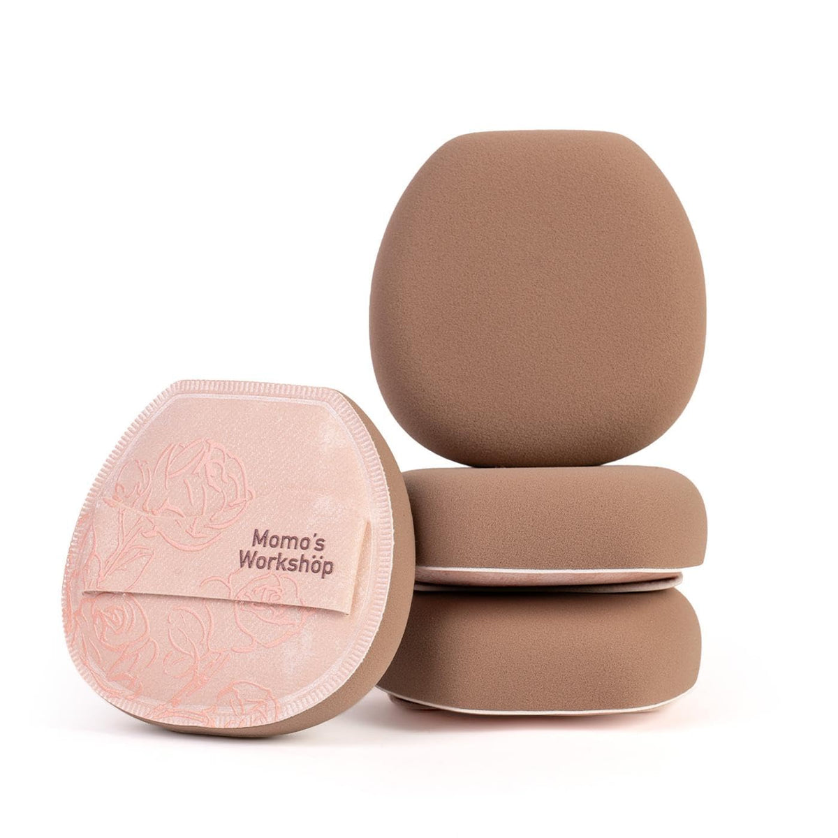 Momo's Workshop Rose Series Makeup Sponge & Brush Set, 13-Piece Beauty Puffs Kit with Beauty Pouch, High-Density Rubycell & Velour Puffs for Foundation, Concealer, Powder