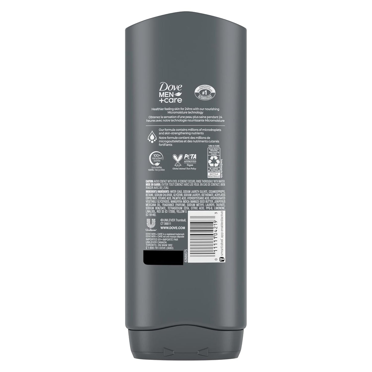 Dove Men+Care Body Wash Rejuvenating Mango + Cedarwood 4 Count for Men with 24-Hour Nourishing Micromoisture Technology 18 oz