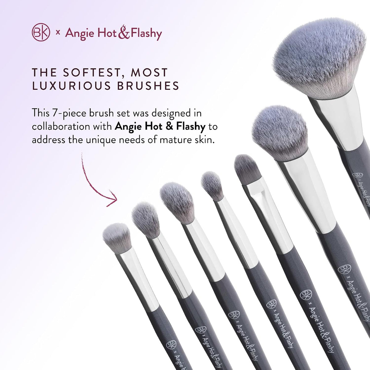 BK BEAUTY Angie Hot & Flashy Makeup Brush Set, 7 Face & Eye Brushes