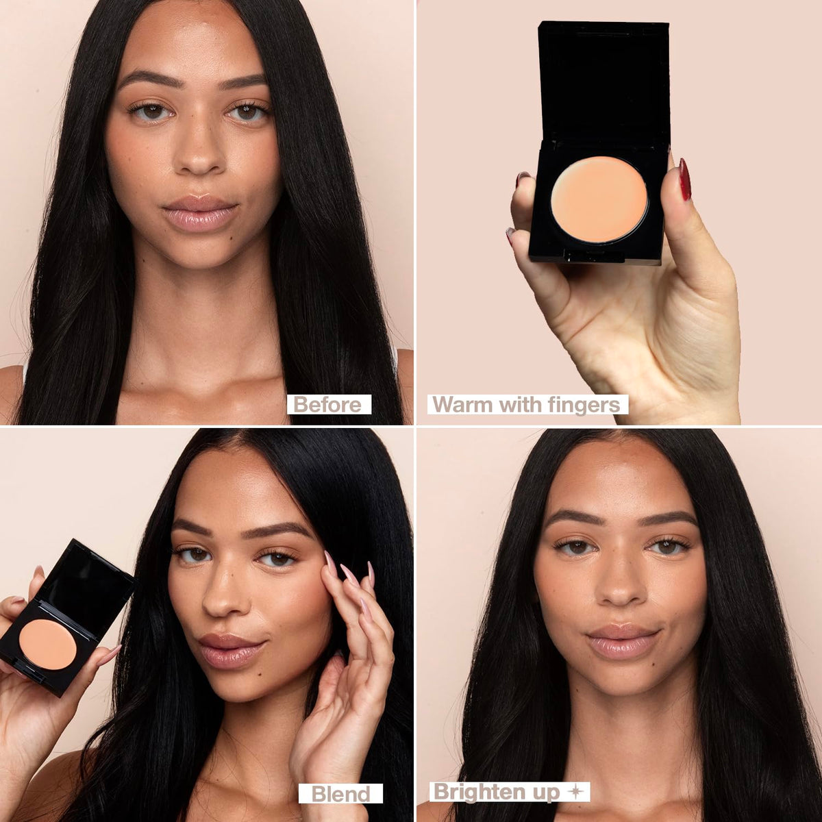 Palladio Under Eye Brightener, Conceal, Brightens, Reduces Appearance of Dark Circles, With Caffeine Peptides & Vitamin E, Tired Skin Color Correcting Brightener & Primer, Light to Medium (Soft Pink)