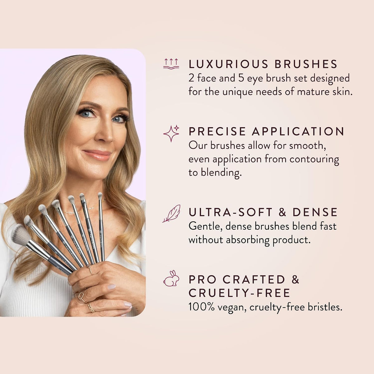 BK BEAUTY Angie Hot & Flashy Makeup Brush Set, 7 Face & Eye Brushes