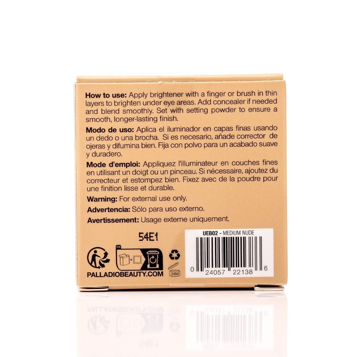 Palladio Under Eye Brightener, Conceal, Brightens, Reduces Appearance of Dark Circles, With Caffeine Peptides & Vitamin E, Tired Skin Color Correcting Brightener & Primer, Light to Medium (Soft Pink)