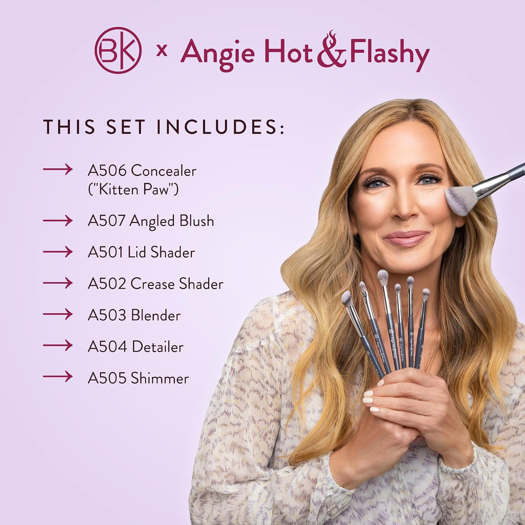 BK BEAUTY Angie Hot & Flashy Makeup Brush Set, 7 Face & Eye Brushes