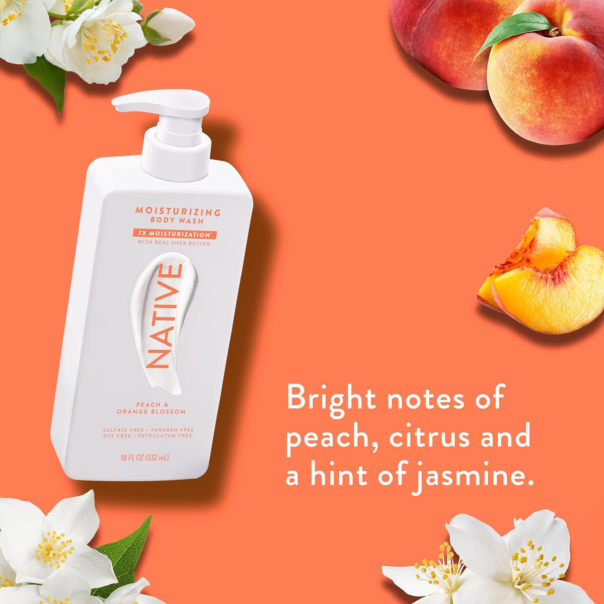 Native Moisturizing Body Wash for Women & Men Peach—Orange Blossom 18 fl oz