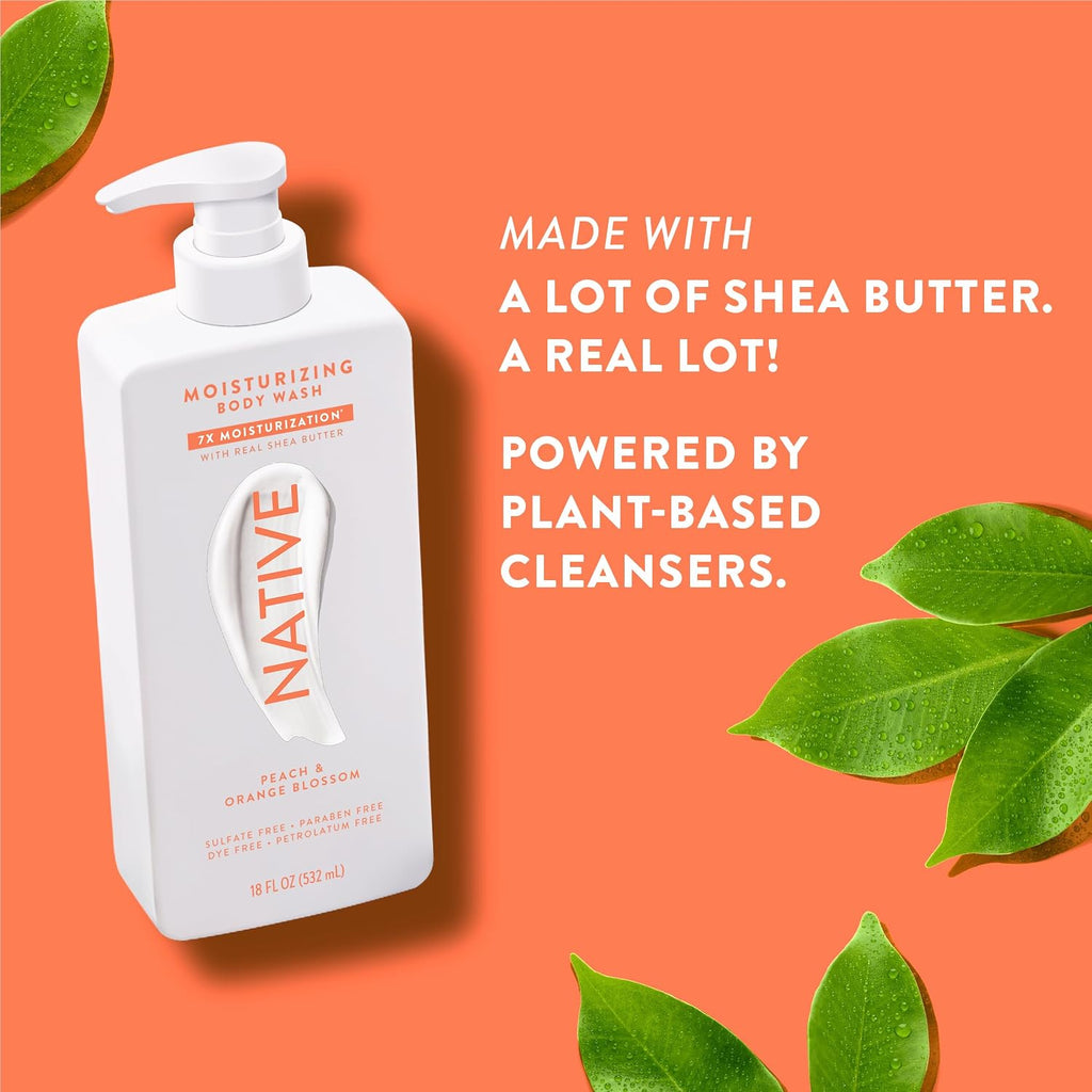 Native Moisturizing Body Wash for Women & Men Peach—Orange Blossom 18 fl oz