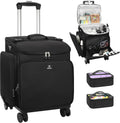 Relavel Rolling Makeup Case, Hair Tools Travel Bag Cosmetology Case on Wheels with 2 Clear Bags, Professional Hairstylist Bag Makeup Artist Storage Train Case Barber Organizer with 360° Spinner Wheels