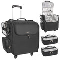 Relavel Hair Tools Travel Bag with Clear Makeup Bag, Hair Stylist BarberBag on Wheels Hairdresser Cosmetology Bag Case with Four 360 Degree Spinner Wheels, Heat Insulation Full Layer for Curling Iron